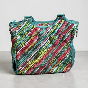 Thirty-One Zip-Top Utility Tote Multiuse Multicolor Polka Dot Travel Bag